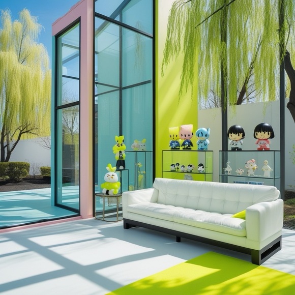 Lime Green Display Shelves with Modern Minimalist Design  digital art print NWT - Picture 1 of 9